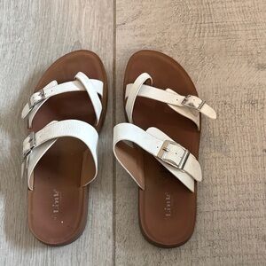 Link Comfort Kids Cream and Brown Buckle Sandals
